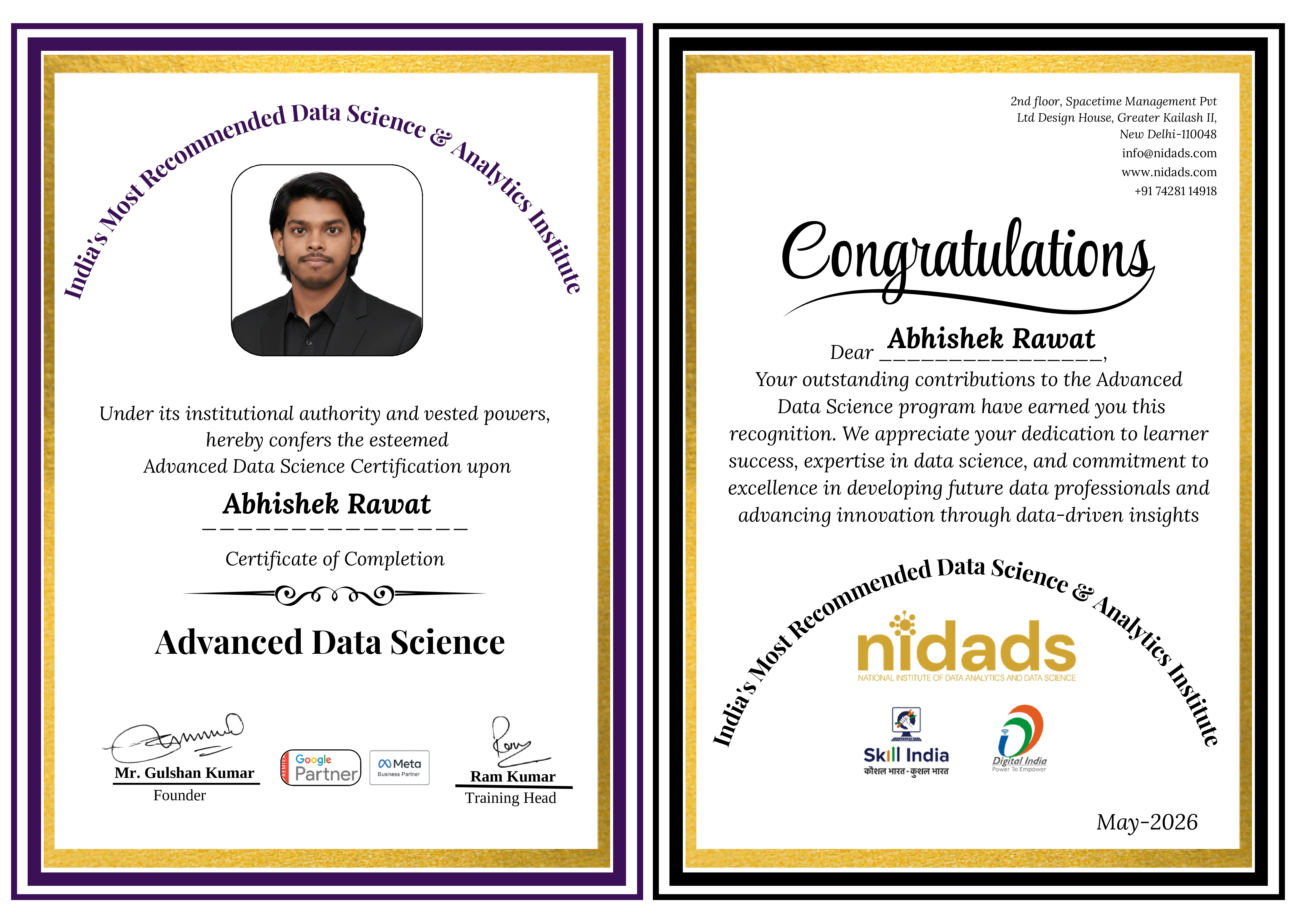 Abhishek Rawat certificate